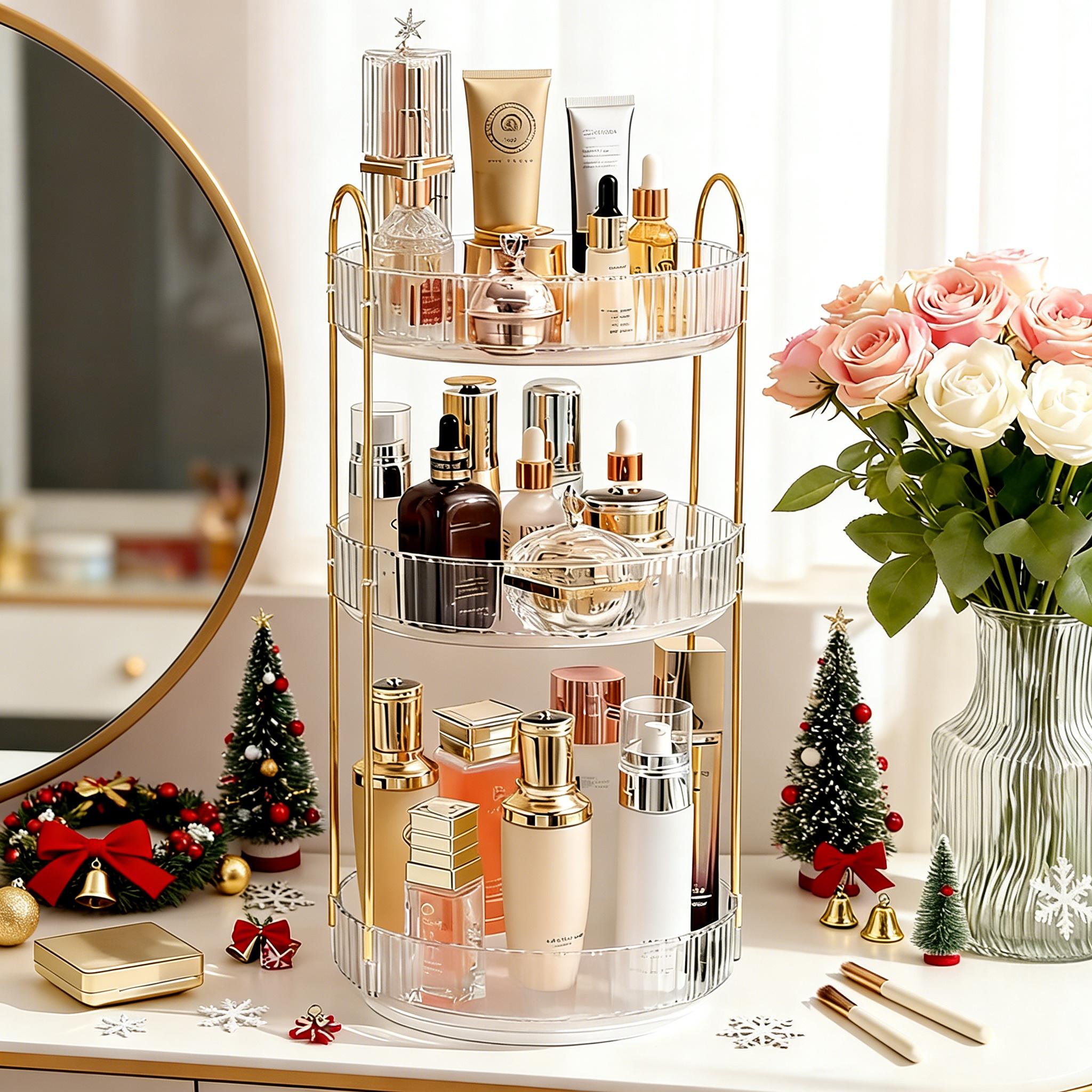 3단 투명 욕실 정리함 코너 카운터탑 수납 선반 고급  - Luxury Gold Skincare 리뷰 및 가격